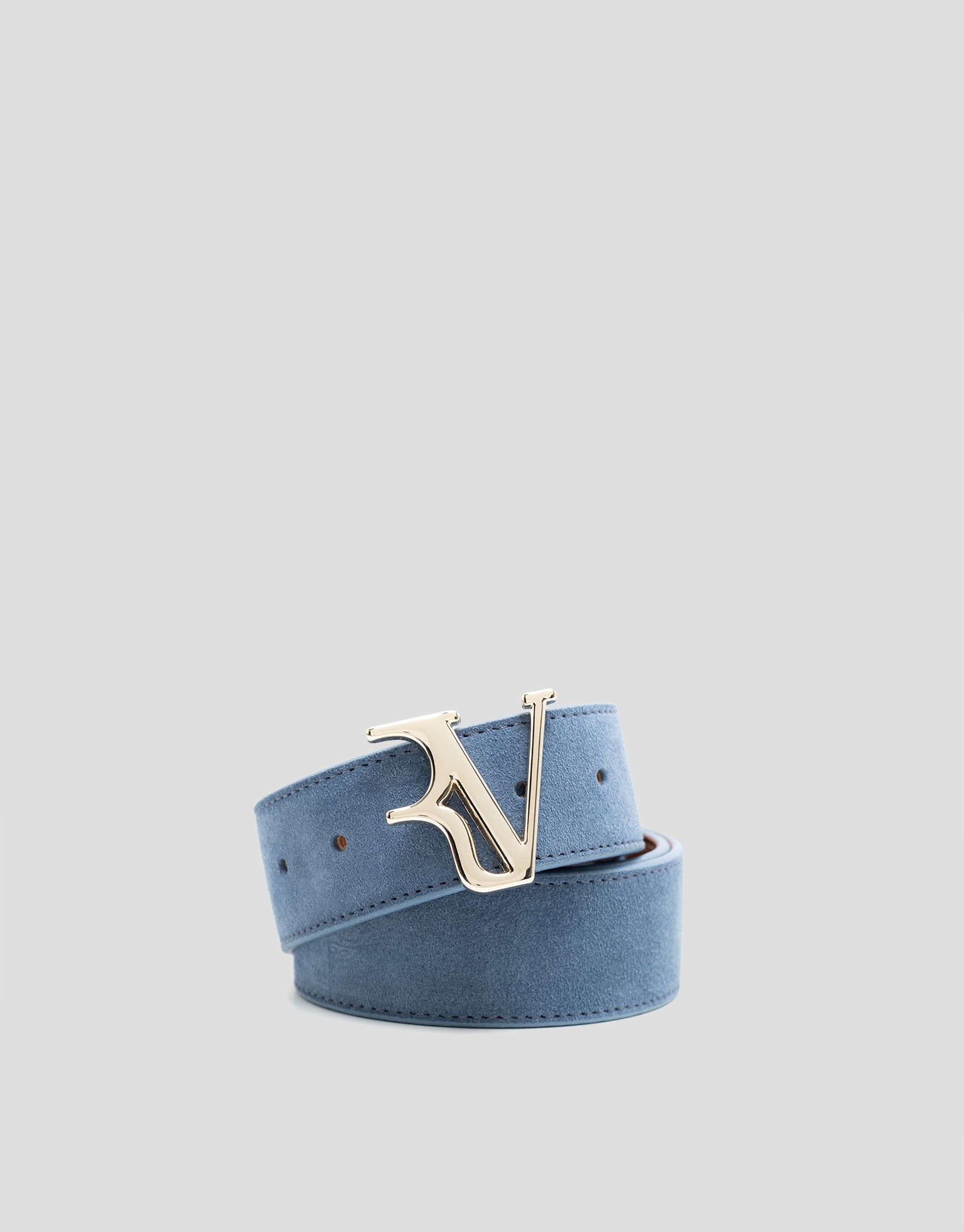 Blue split leather belt