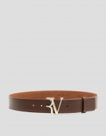 Brown Saffiano leather belt