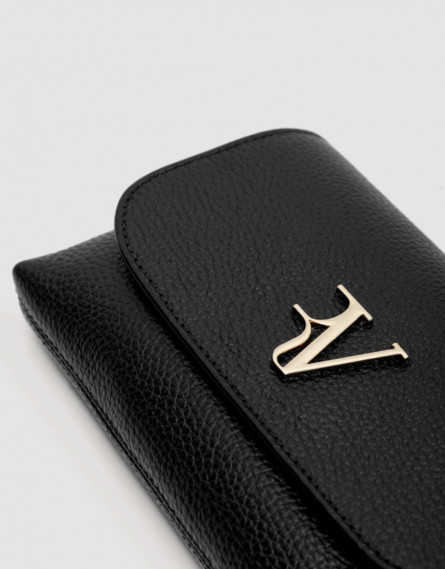 Rita black leather handbag