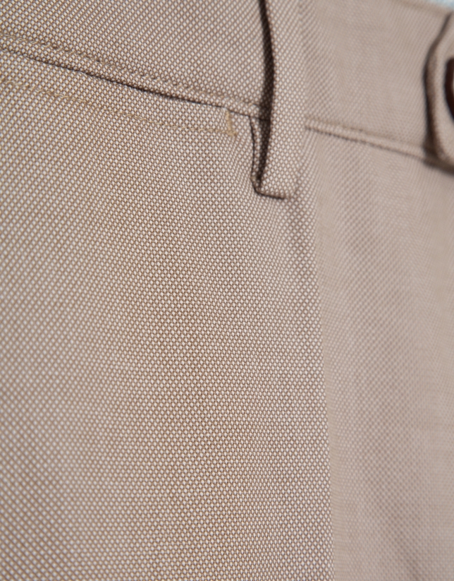 Mink brown pheasant eye chino trousers