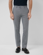 Navy blue bird's eye chino trousers