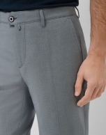 Navy blue bird's eye chino trousers
