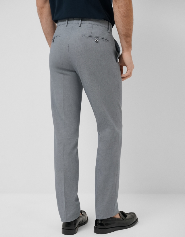 Navy blue bird's eye chino trousers