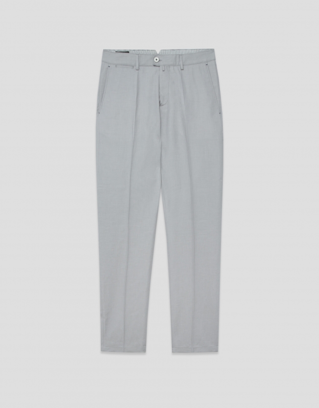 Grey bird's eye chino trousers