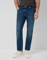 Regular fit medium blue men's denim trousers
