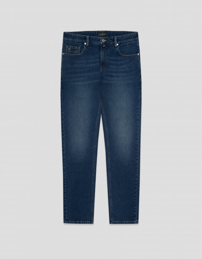 Pantal&oacute;n denim hombre regular azul medio