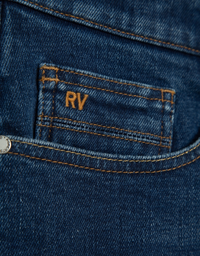 Pantal&oacute;n denim hombre regular azul medio