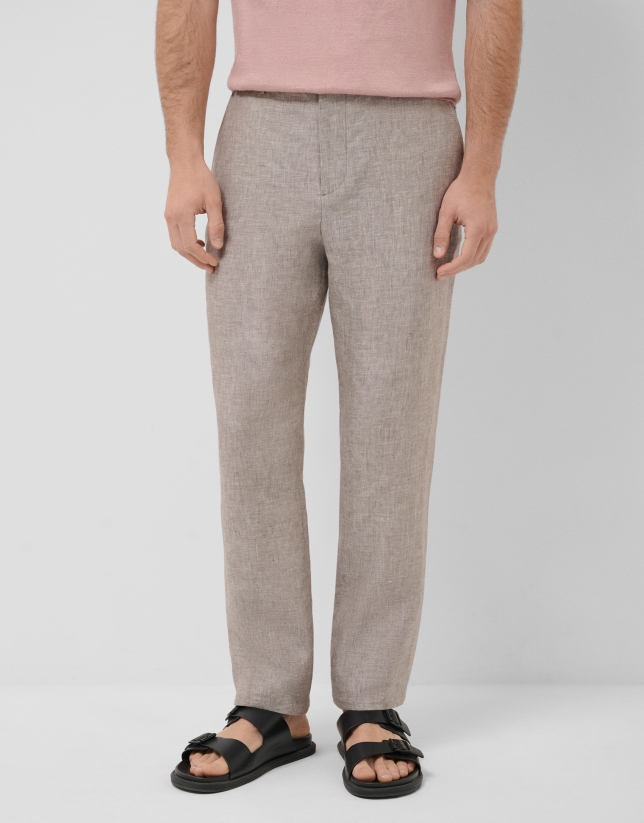 Pantal&oacute;n lino gris