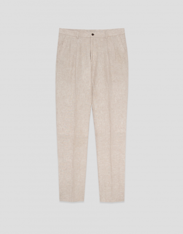 Beige linen trousers