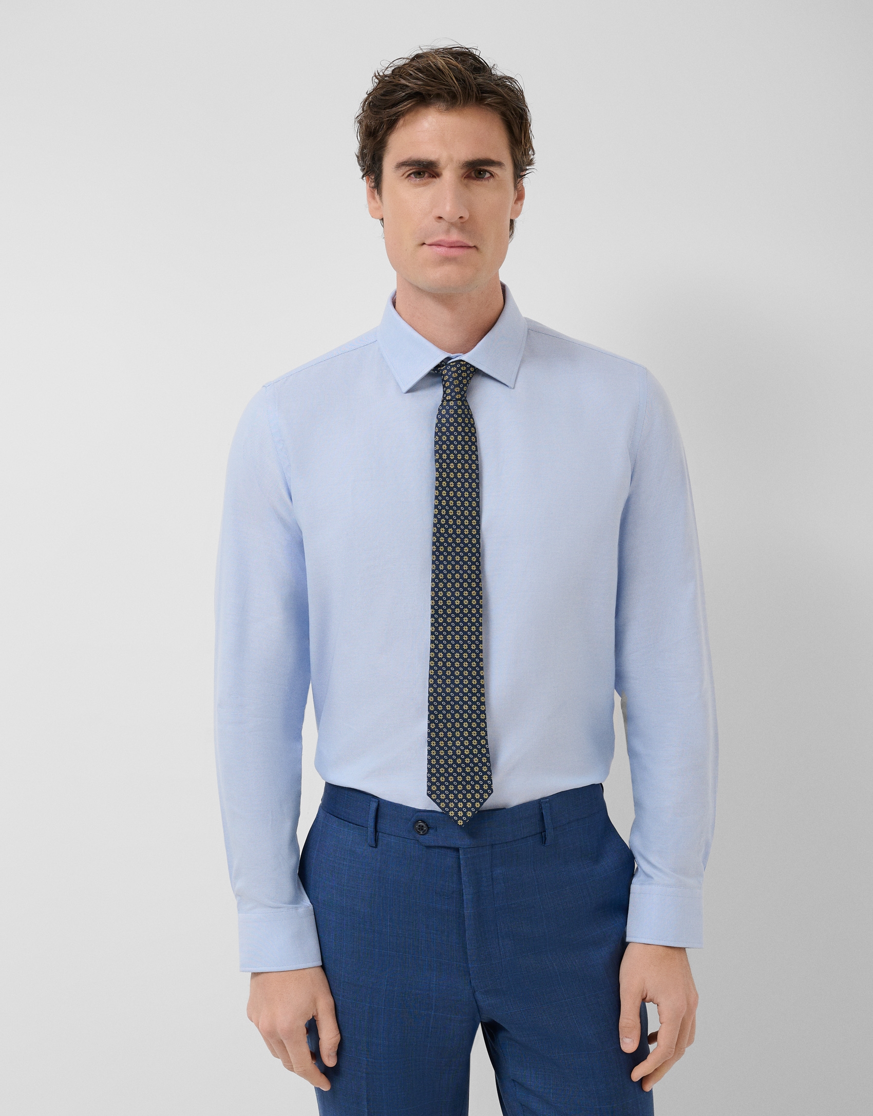 Camisa vestir microestructura celeste