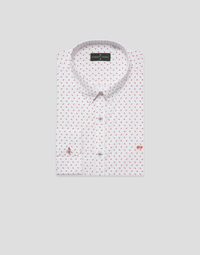 Camisa sport regular estampado geom&eacute;trico naranja