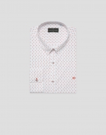 Camisa sport regular estampado geom&eacute;trico naranja