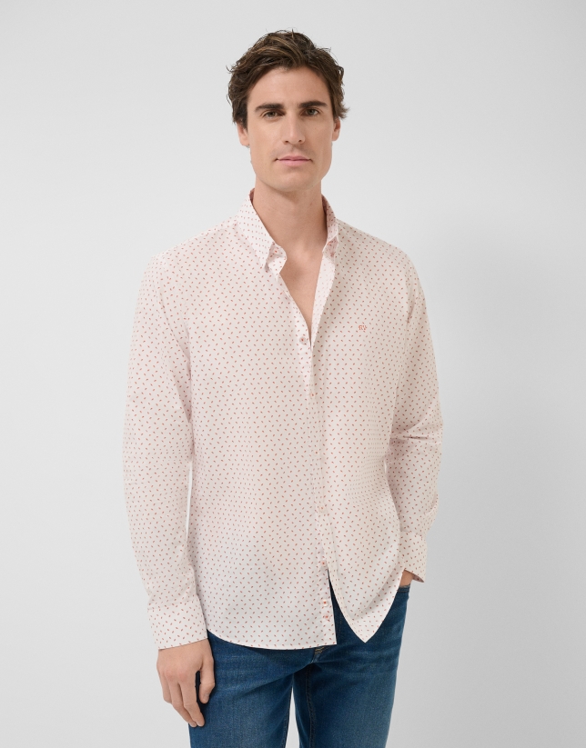 Regular fit orange geometric print casual shirt