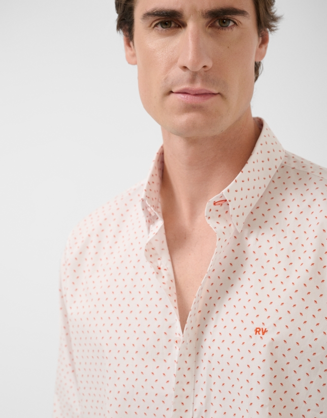 Regular fit orange geometric print casual shirt