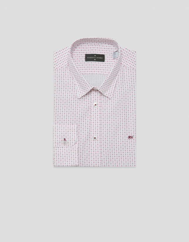 Regular fit sports shirt with red floral geometric print