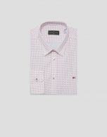 Regular fit sports shirt with red floral geometric print