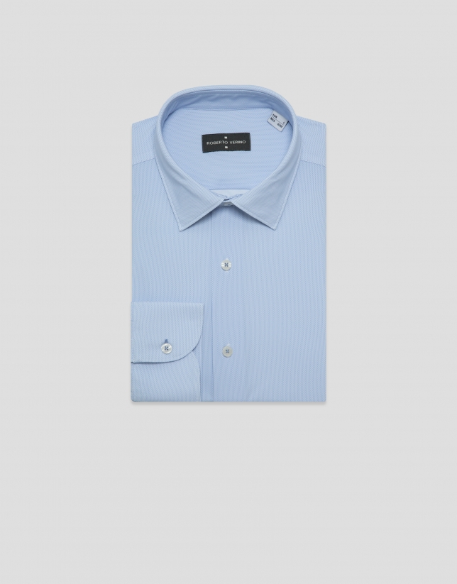 Camisa sport regular fit estampado geom&eacute;trico celeste