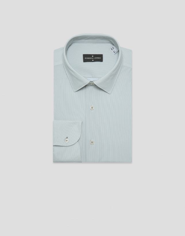 Regular fit casual shirt with light khaki geometric print