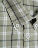 Regular fit khaki checked shirt with navy and white trim