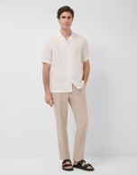 Slim fit white linen guayabera shirt