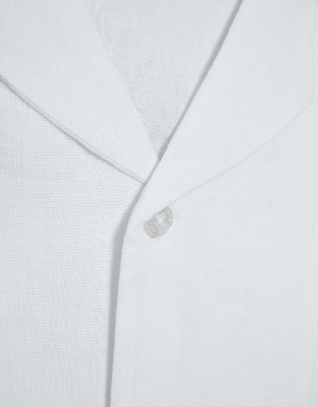 Slim fit white linen guayabera shirt