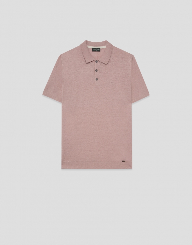 Polo tricotado lino rosa