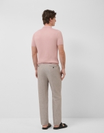 Pink linen knitted polo shirt