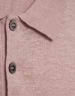 Pink linen knitted polo shirt