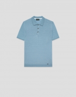 Polo tricotado lino celeste
