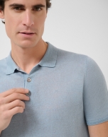 Light blue linen knitted polo shirt
