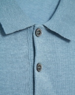 Light blue linen knitted polo shirt