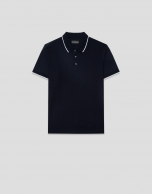 Navy blue mercerised polo shirt