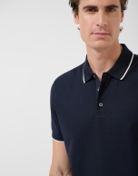 Navy blue mercerised polo shirt