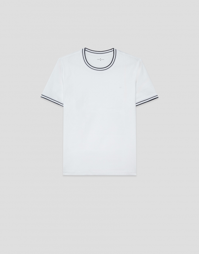White mercerised short-sleeved T-shirt