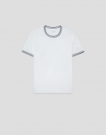 Camiseta manga corta mercerizado blanco rib marino