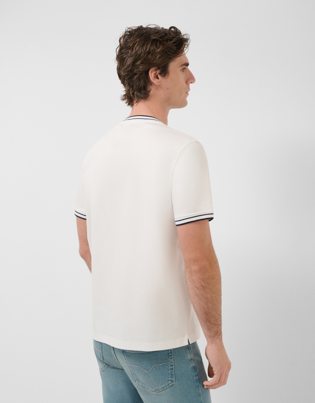 White mercerised short-sleeved T-shirt