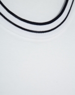 Camiseta manga corta mercerizado blanco rib marino