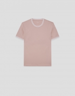 Pink mercerised short-sleeved T-shirt