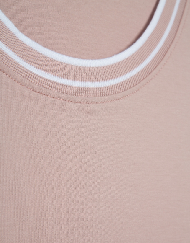 Pink mercerised short-sleeved T-shirt