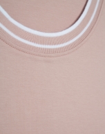 Camiseta manga corta mercerizado rosa rib blanco