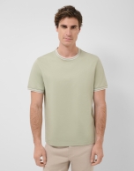 Light khaki mercerised short-sleeved T-shirt