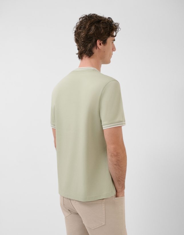 Light khaki mercerised short-sleeved T-shirt