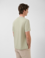 Light khaki mercerised short-sleeved T-shirt