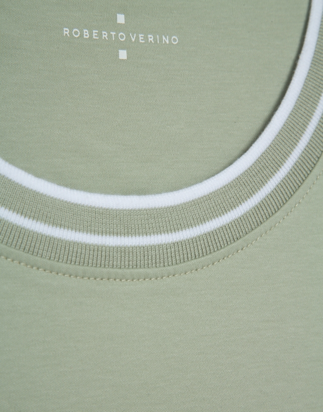 Light khaki mercerised short-sleeved T-shirt