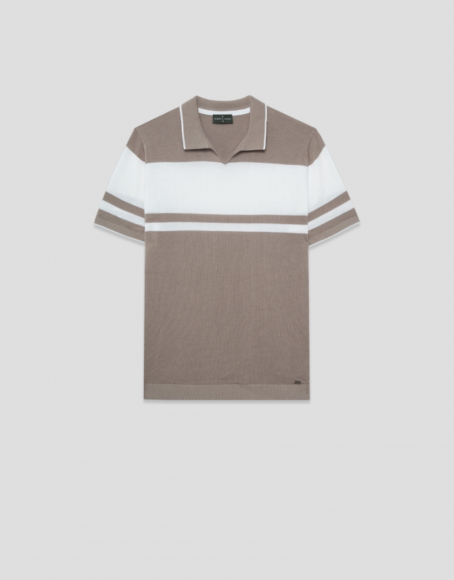 Polo tricotado rayas azul vis&oacute;n/blanco