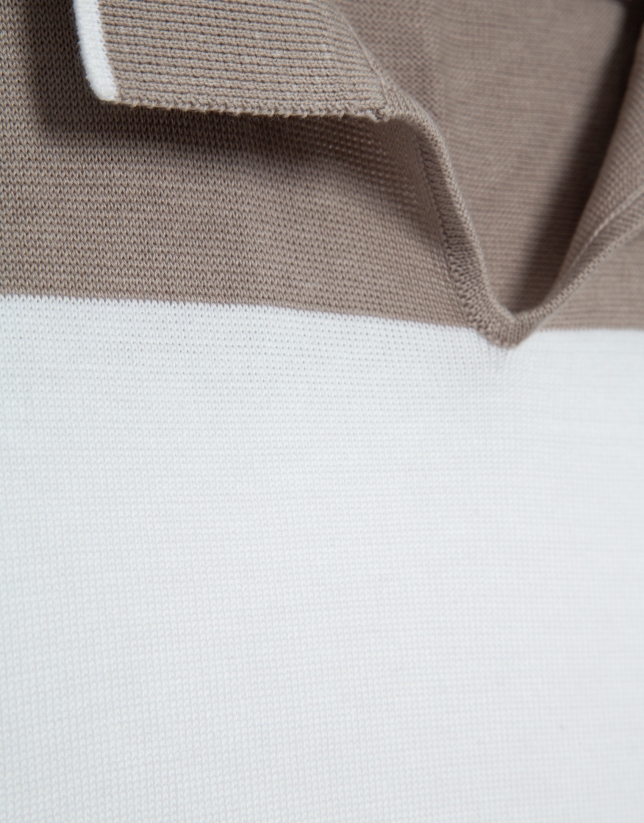 Polo tricotado rayas azul vis&oacute;n/blanco
