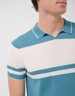 Polo tricotado rayas azul verdoso/blanco