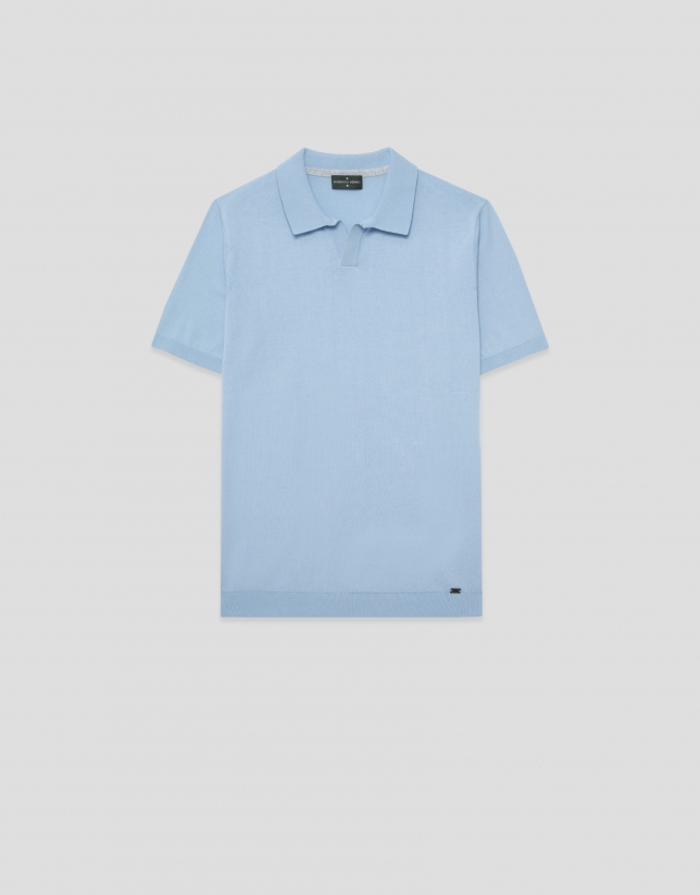 Polo tricotado high twist celeste