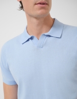Light blue high twist knitted polo shirt