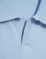 Light blue high twist knitted polo shirt